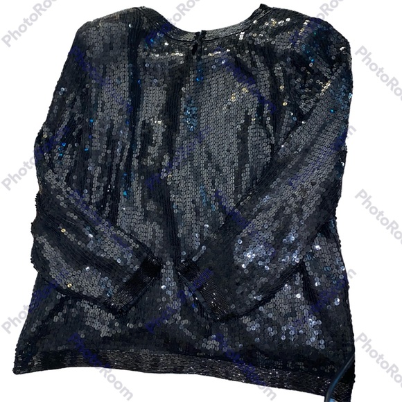 Vintage Creative Creations Sz M Silk Lined Fully Beaded Sequined LS Top - Picture 5 of 13